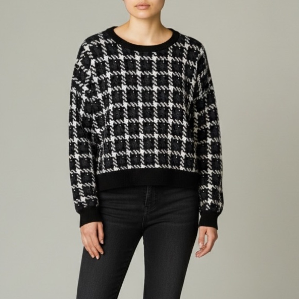 Theory Wool Houndstooth Crewneck Sweater